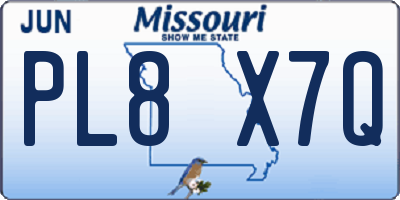 MO license plate PL8X7Q