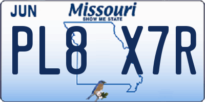 MO license plate PL8X7R
