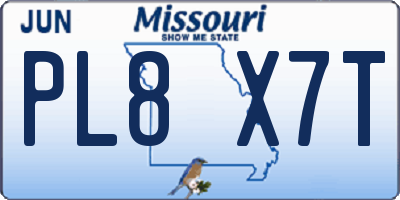 MO license plate PL8X7T