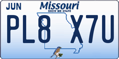 MO license plate PL8X7U