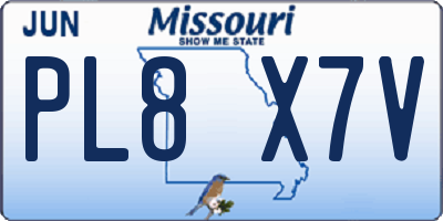 MO license plate PL8X7V