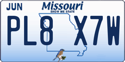 MO license plate PL8X7W