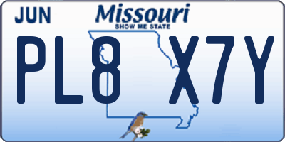 MO license plate PL8X7Y