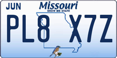 MO license plate PL8X7Z