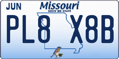 MO license plate PL8X8B