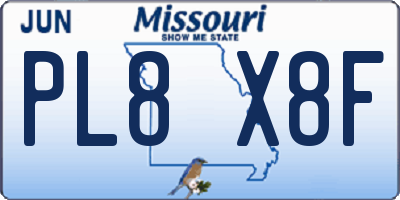 MO license plate PL8X8F