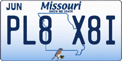 MO license plate PL8X8I