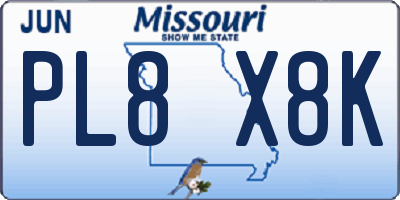 MO license plate PL8X8K