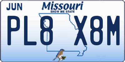 MO license plate PL8X8M