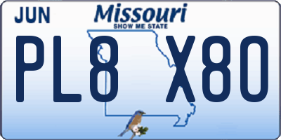MO license plate PL8X8O