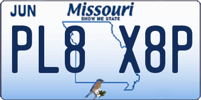 MO license plate PL8X8P
