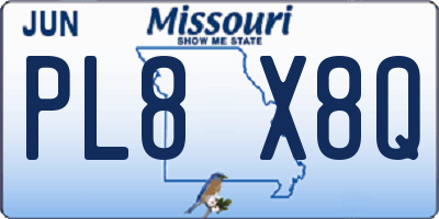 MO license plate PL8X8Q