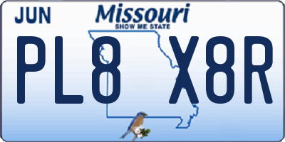 MO license plate PL8X8R