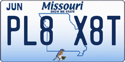 MO license plate PL8X8T