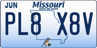 MO license plate PL8X8V