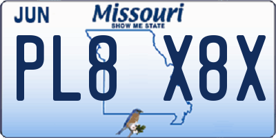 MO license plate PL8X8X