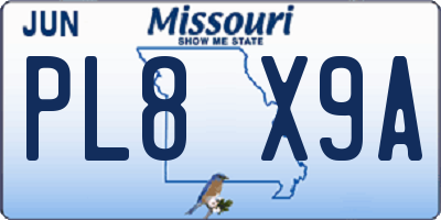 MO license plate PL8X9A