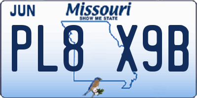 MO license plate PL8X9B