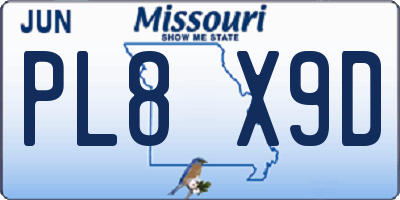 MO license plate PL8X9D
