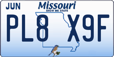 MO license plate PL8X9F