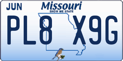 MO license plate PL8X9G