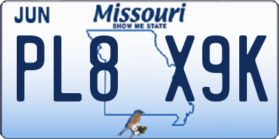MO license plate PL8X9K