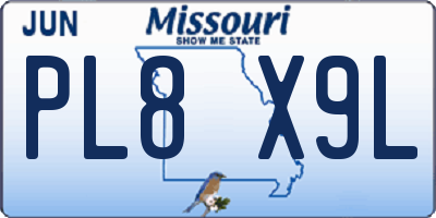 MO license plate PL8X9L