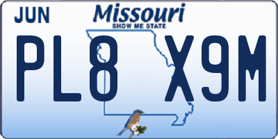 MO license plate PL8X9M