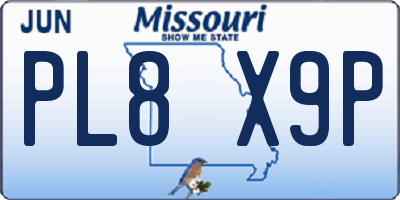 MO license plate PL8X9P