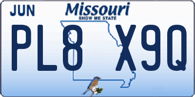 MO license plate PL8X9Q
