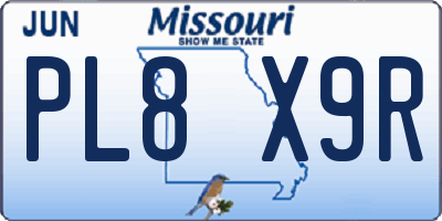 MO license plate PL8X9R