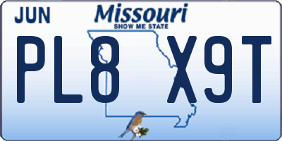 MO license plate PL8X9T