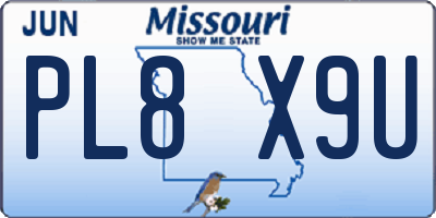 MO license plate PL8X9U