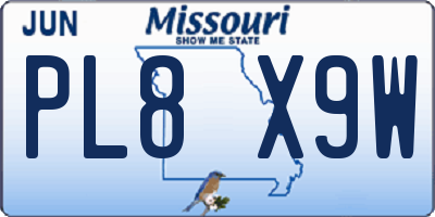 MO license plate PL8X9W