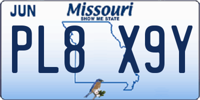 MO license plate PL8X9Y