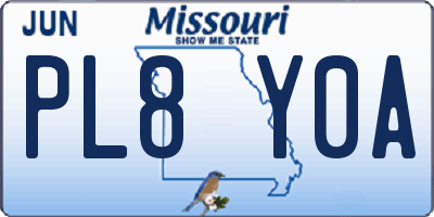 MO license plate PL8Y0A