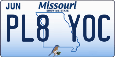 MO license plate PL8Y0C