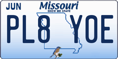 MO license plate PL8Y0E