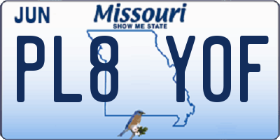 MO license plate PL8Y0F