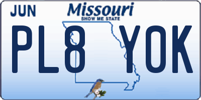 MO license plate PL8Y0K