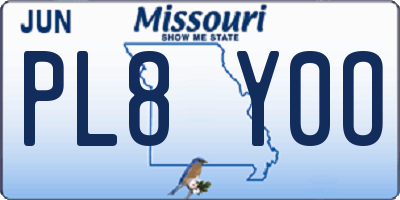 MO license plate PL8Y0O