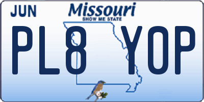 MO license plate PL8Y0P