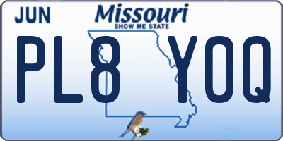 MO license plate PL8Y0Q
