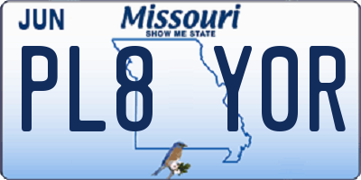 MO license plate PL8Y0R
