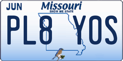 MO license plate PL8Y0S