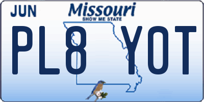 MO license plate PL8Y0T