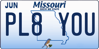 MO license plate PL8Y0U