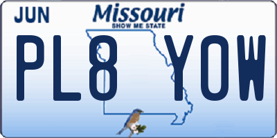 MO license plate PL8Y0W