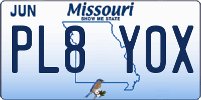 MO license plate PL8Y0X