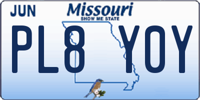 MO license plate PL8Y0Y